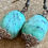 Thumbnail: Amazonite Gemstone Droplet Earrings w Rose Gold Daisy Caps on Antique Copper Hoo