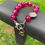 Thumbnail: Fuchsia Agate Gemstones w Silver Circle Charm, Clasp + Rings on Silk String