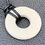 Thumbnail: White Carved Bone Circle Pendant Necklace on Black Leather Cord w Black Clasp