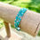 Thumbnail: Memory Wire Wrap Bracelet w Blue Seed Beads + Sesame Jasper Stone