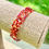 Thumbnail: Memory Wire Wrap Bracelet w Assorted Seed Beads, Coral + Crystal End Charms