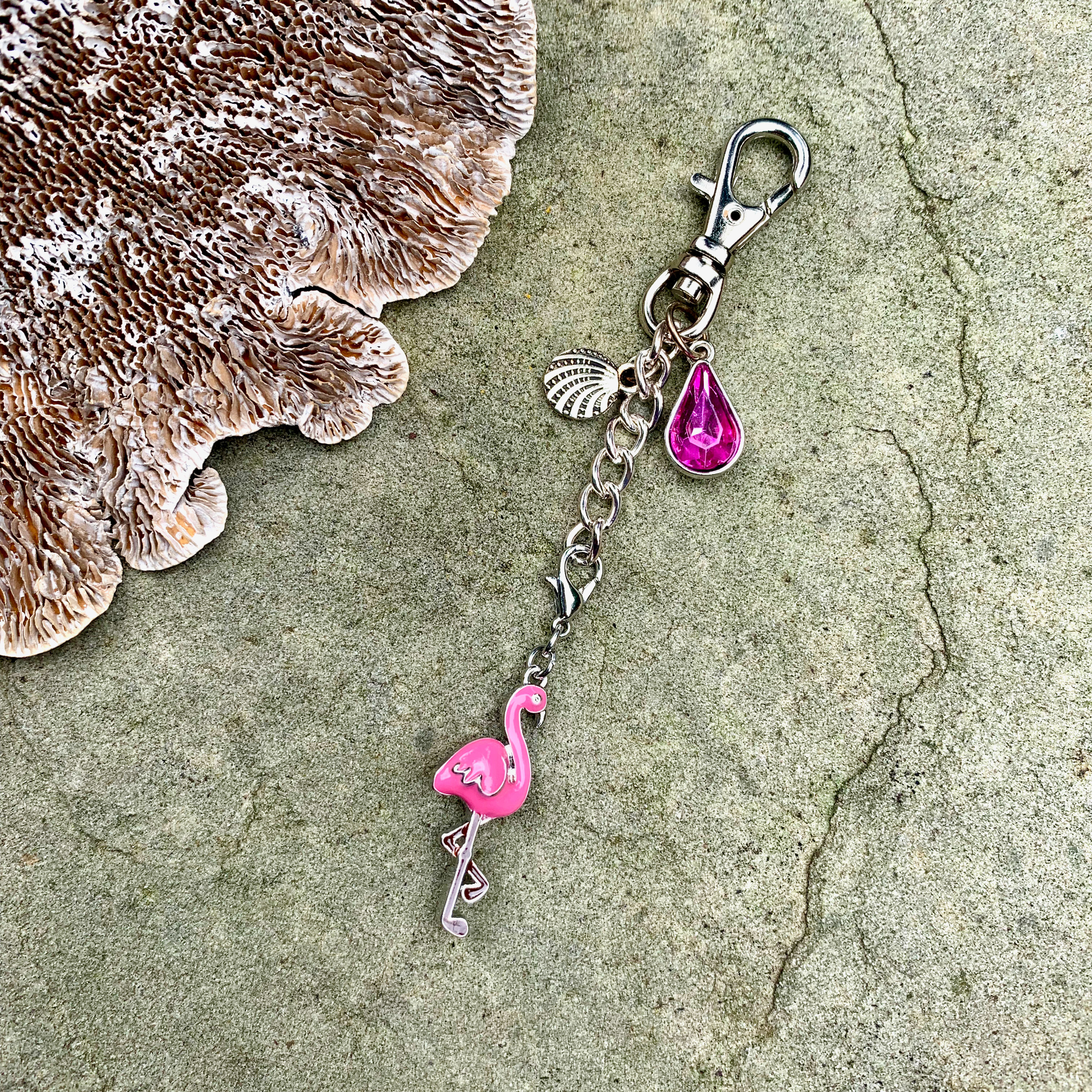 Pink Flamingo Charm Keychain - Bag Tag