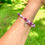 Thumbnail: Memory Wire Bracelet w Glass, Swarovski Crystals + Sterling Silver Heart Charm