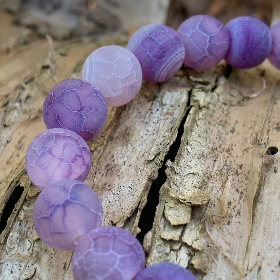 Thumbnail: Purple Dragon Vein Agate + Coffee Jasper w Silver Bali Charm + Spacers.