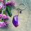Thumbnail: Purple Agate Gemstone Slice Keychain - Bag Tag