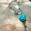 Thumbnail: Turquoise Gemstone Chunk + Amazonite Gemstones w Taupe Tassel on Suede Cording w