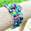 Thumbnail: Memory Wire Wrap Bracelet w Assorted Glass + Seed Beads + Silver Charms