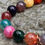 Thumbnail: Multicolour Agate Gemstones w Antique Brass Clasp on Silk String