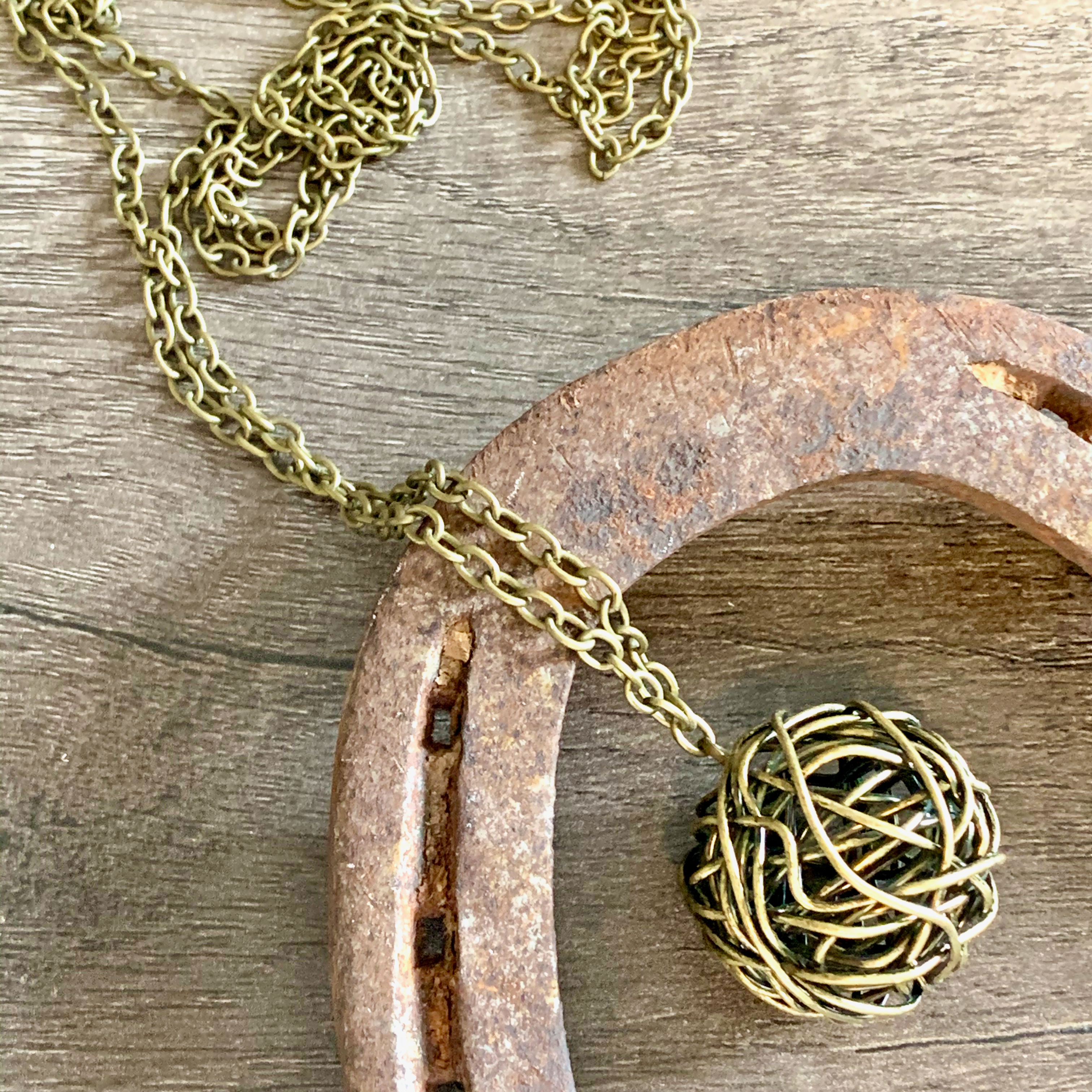 Antique Gold String Pendant on Coordinating Chain
