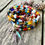 Thumbnail: Memory Wire Wrap Bracelet w Glass Beads + Charms