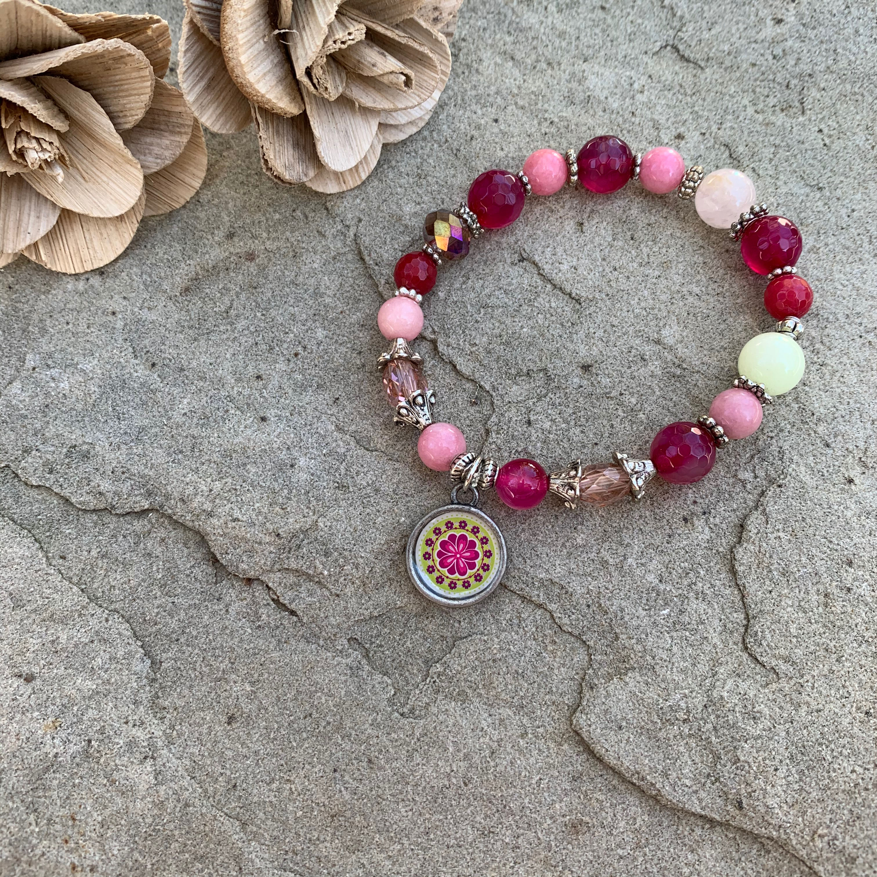 Blended Gemstones of Fuchsia Agate, Pink + Yellow Quartzite, Candy Jade + Rose Q