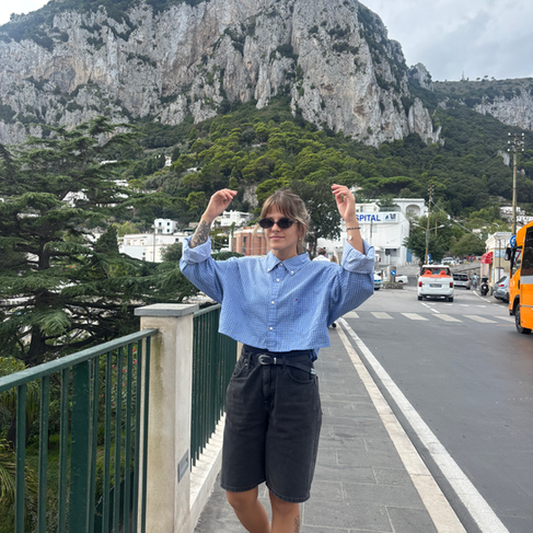 Capri town center after arriving by funicular from Marina Grande