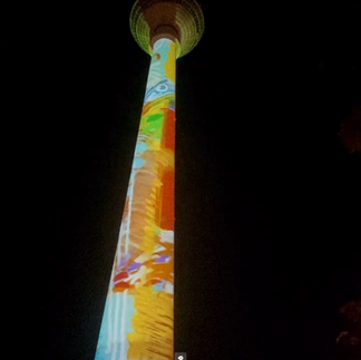 Berlin TV Tower lit up during Festival of Lights