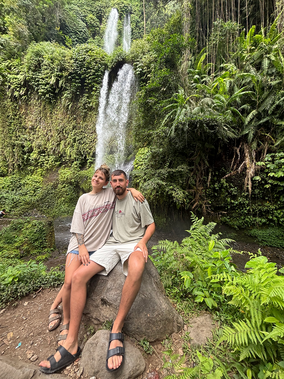 Waterfalls in Lombok surrounded by tropical jungle in the north of the island