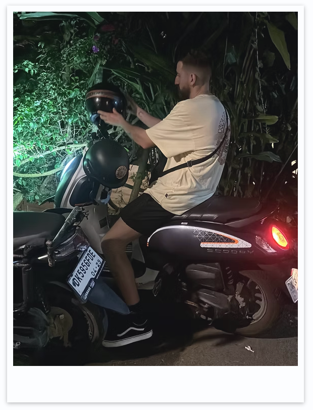 Traveler riding a scooter in Bali, the most practical way to explore the island