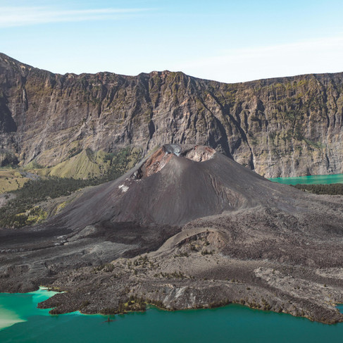 Natural landscape in north Lombok with tropical jungle and mountains