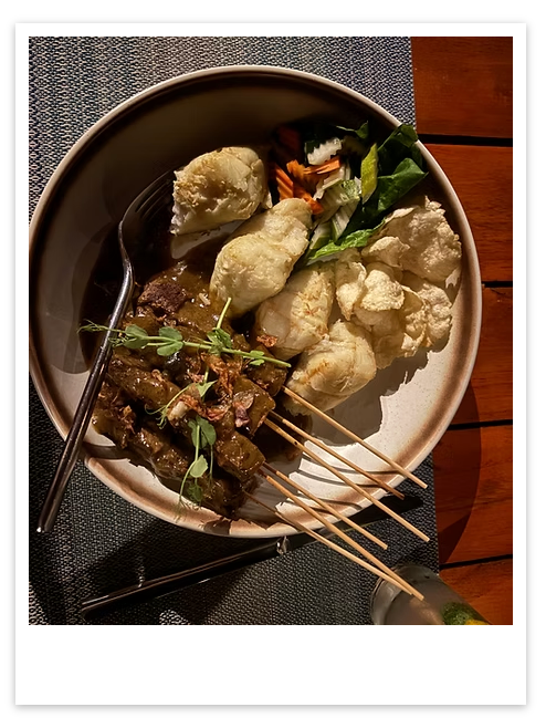 Local Indonesian food at Makalele Domes in Lombok with nature views