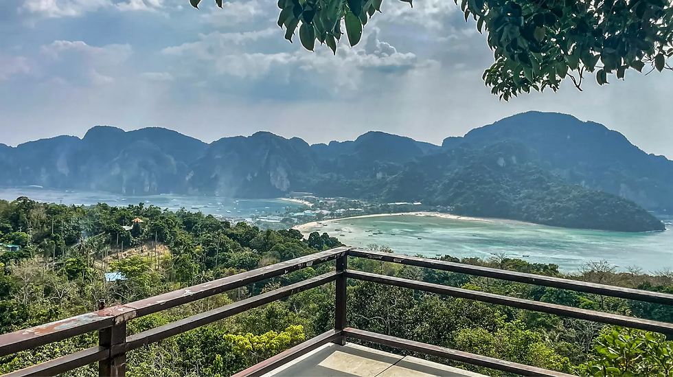 View from the Phi Phi Don viewpoint with Tonsai and Loh Dalum bays