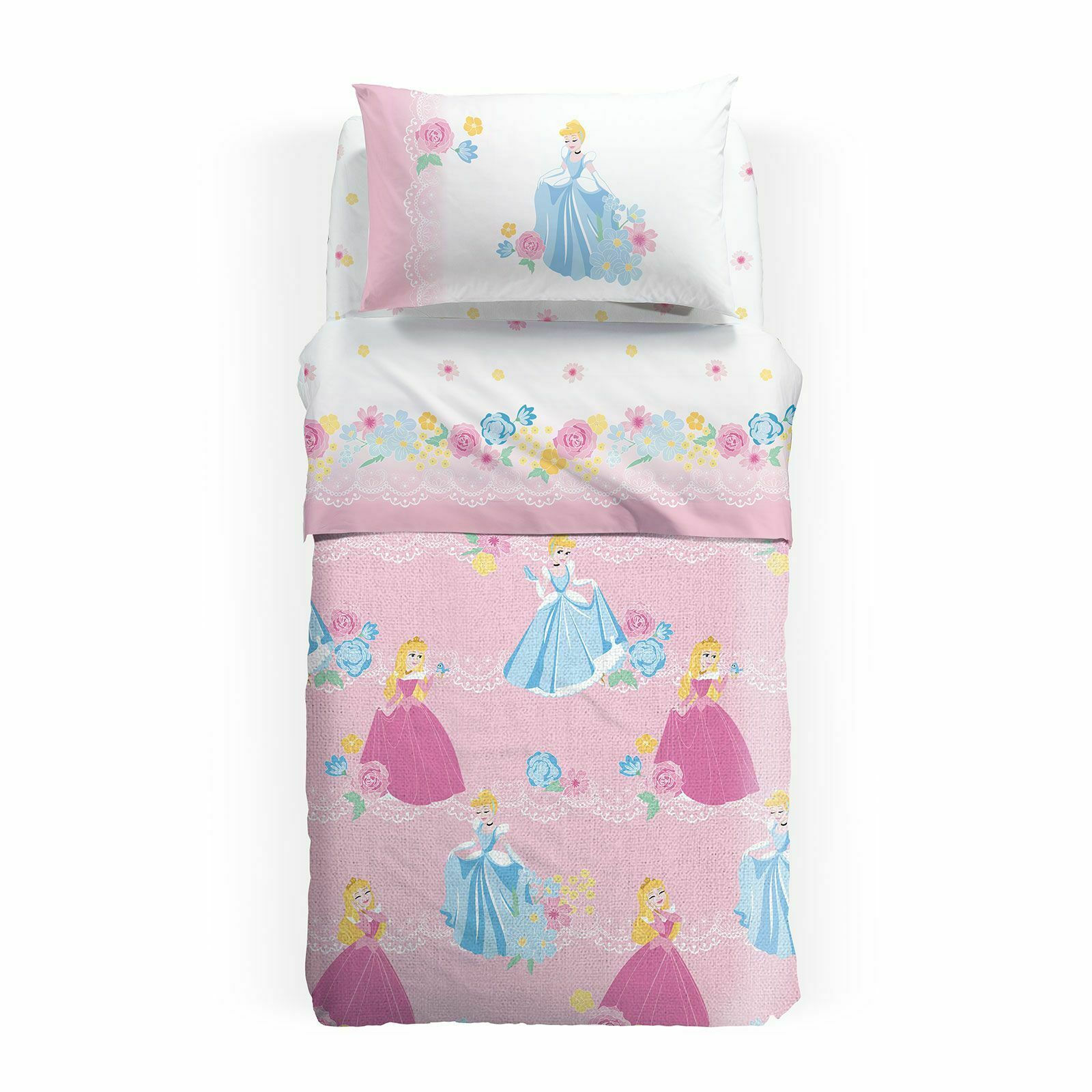 Copriletto non trapuntato in panama singolo 1 piazza Caleffi Princess Romantic