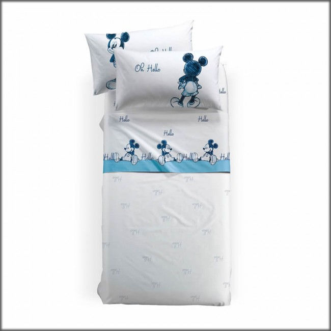 Completo lenzuola singolo 1 piazza Caleffi mod."Mickey OK"