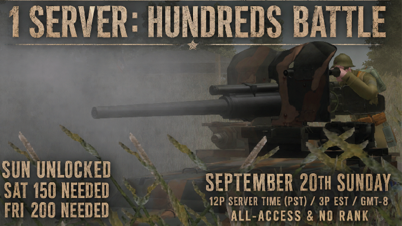 1 SERVER: HUNDREDS BATTLE on SEPT 20TH