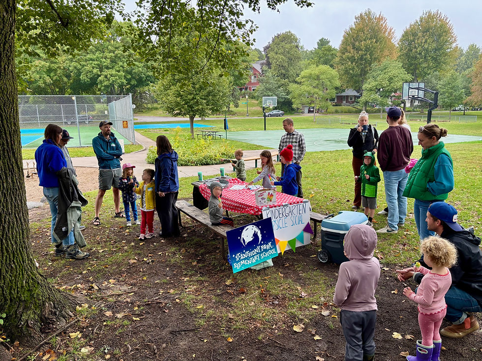 Kindergartners mingling at the Popsicle Social