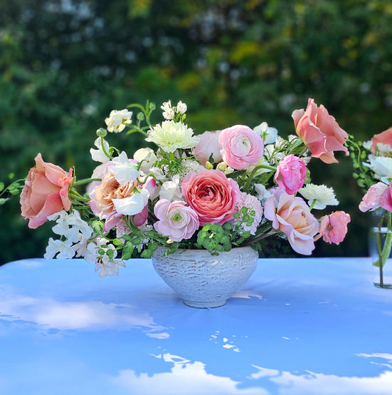 Garden pink and mauve centerpiece