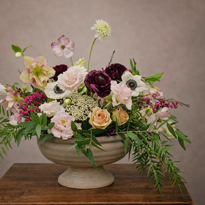 Fall burgundy and mauve centerpiece