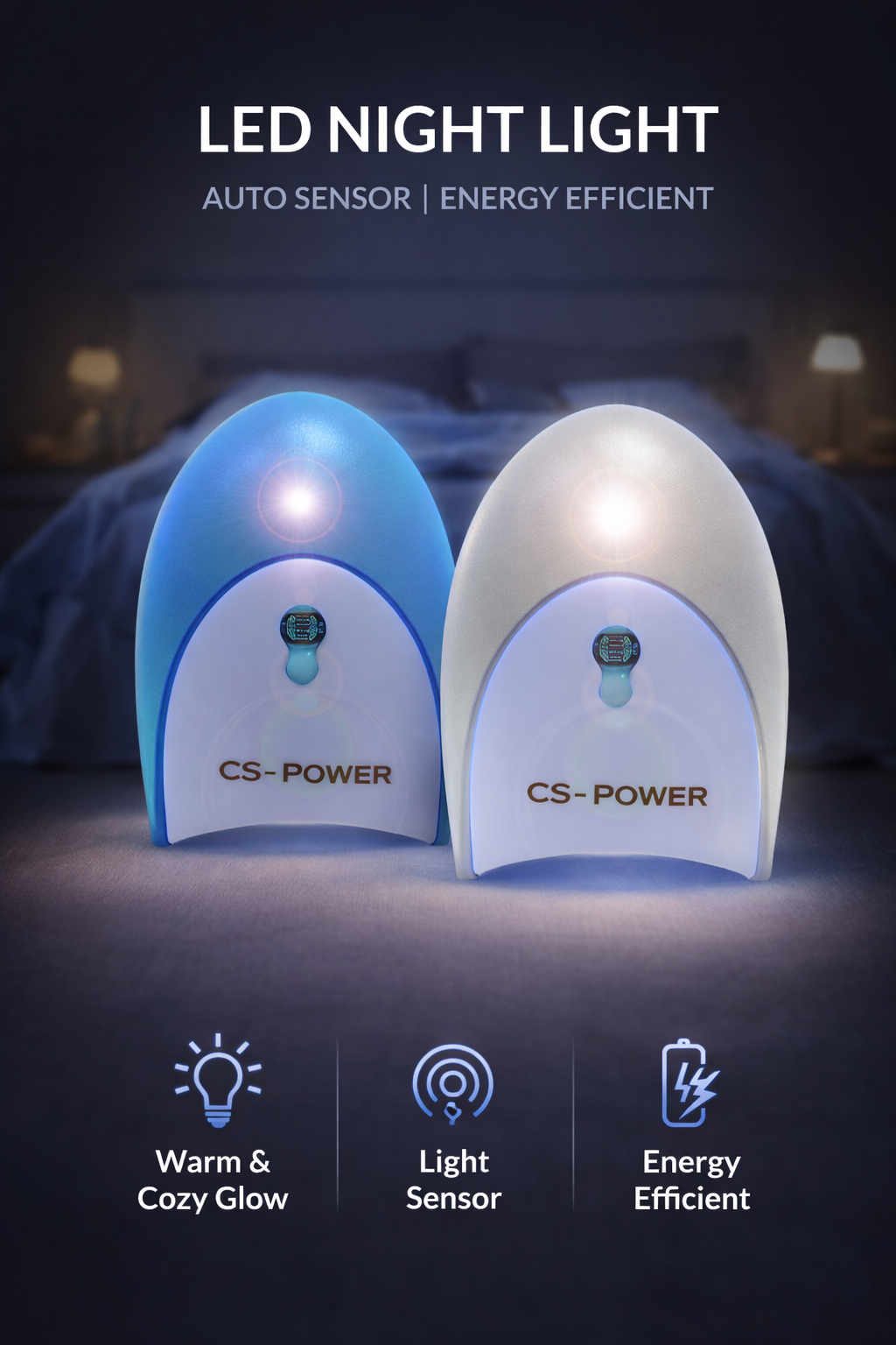 3 Pack Nite Saver Modern Tech Night Light by CS Power