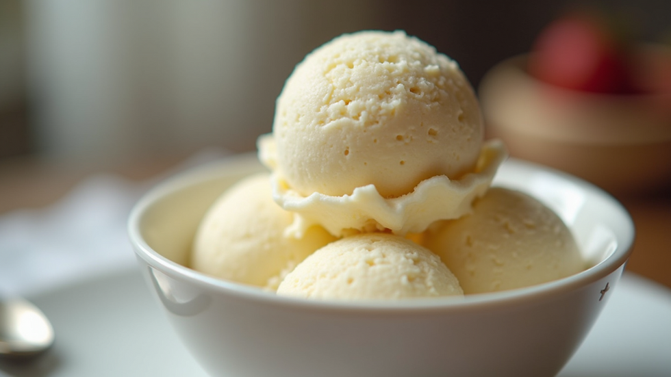 Close-up view of homemade vanilla bean ice cream in a bowl