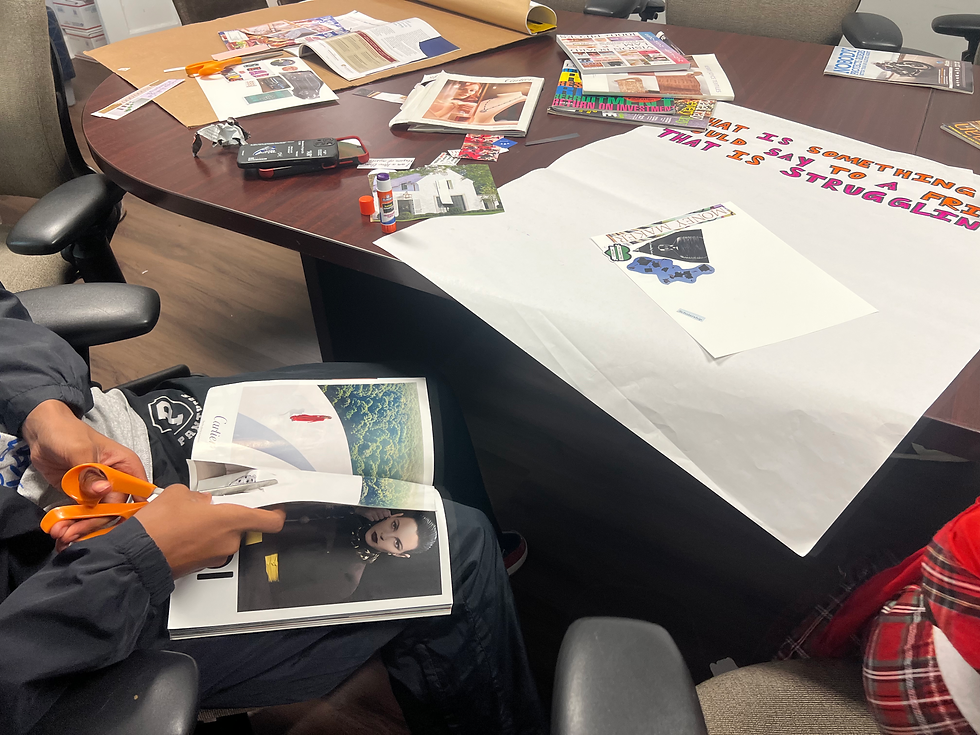 Cutting out images to be used in the boards.