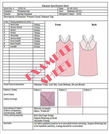 Garment Exmaple sheet