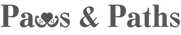 Logo von Paws and Paths mit Schrift und Herz-Schnauzen-Symbol – Hundepsychologie & Verhaltensberatung für Hunde