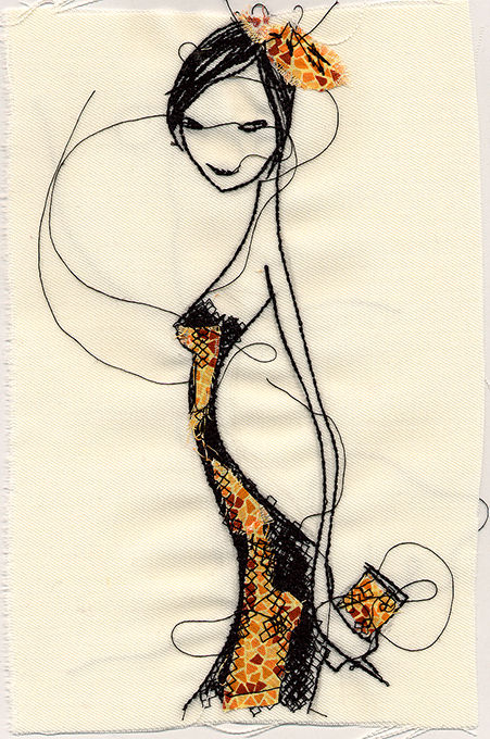 Modern embroidered figure by aibaKayo-[Tokyo Girl]：アイバカヨによる現代刺繍の人物画「東京ガール」