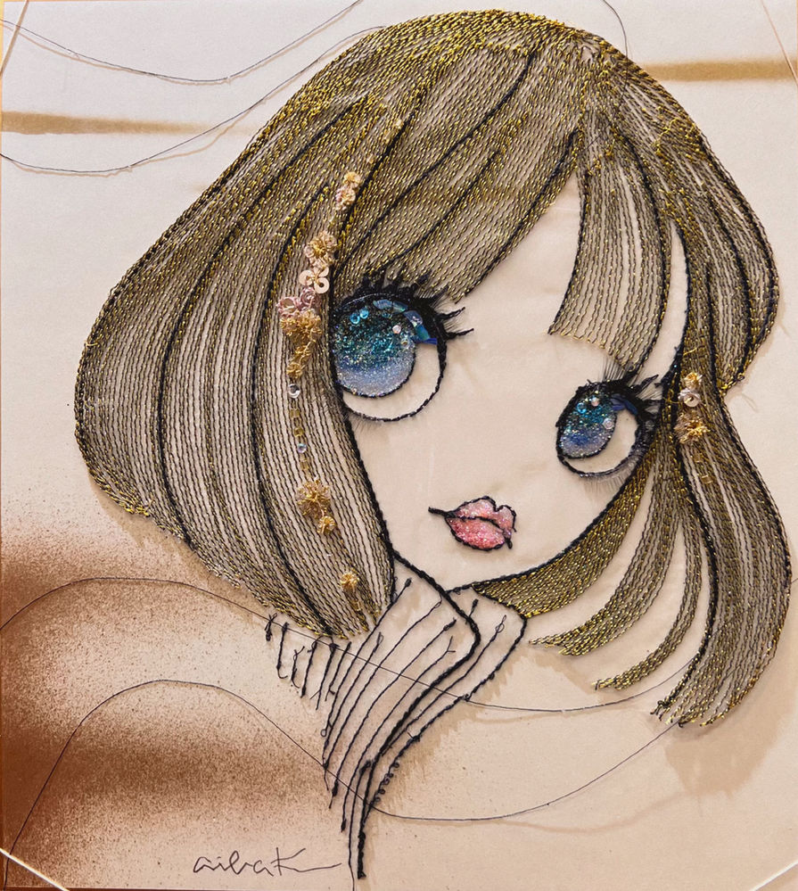 Modern embroidered figure by aibaKayo-[Tokyo Anime Girl]：アイバカヨによる現代刺繍の人物画「東京アニメガール」