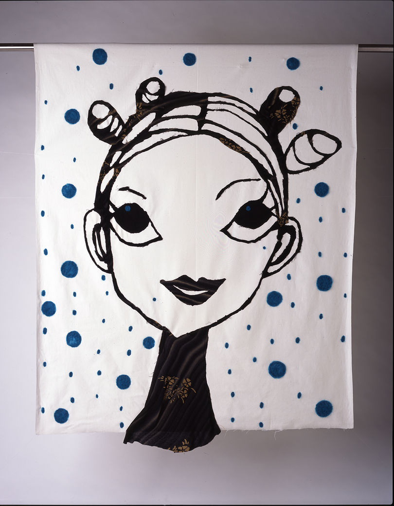 Contemporary embroidered figure painting by aibaKayo-[Tokyo Girl]:アイバカヨによる現代刺繍の人物画「東京の女の子」