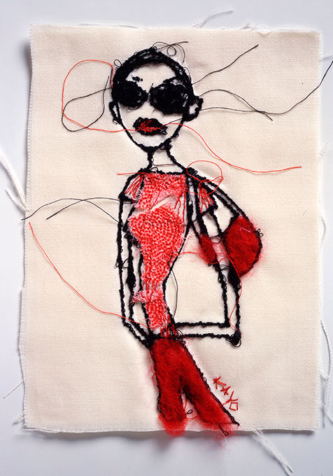 Modern embroidered figure by aibaKayo-[Tokyo Girl]：アイバカヨによる現代刺繍の人物画「東京ガール」