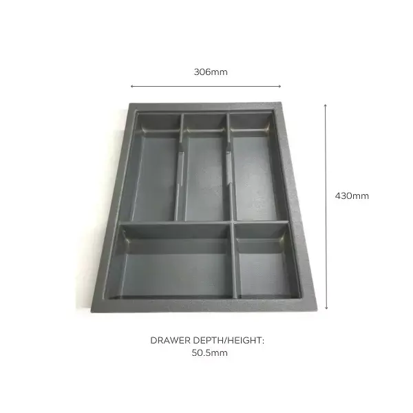 Thumbnail: 400mm Grey Vogue Cutlery Tray for Blum Metabox