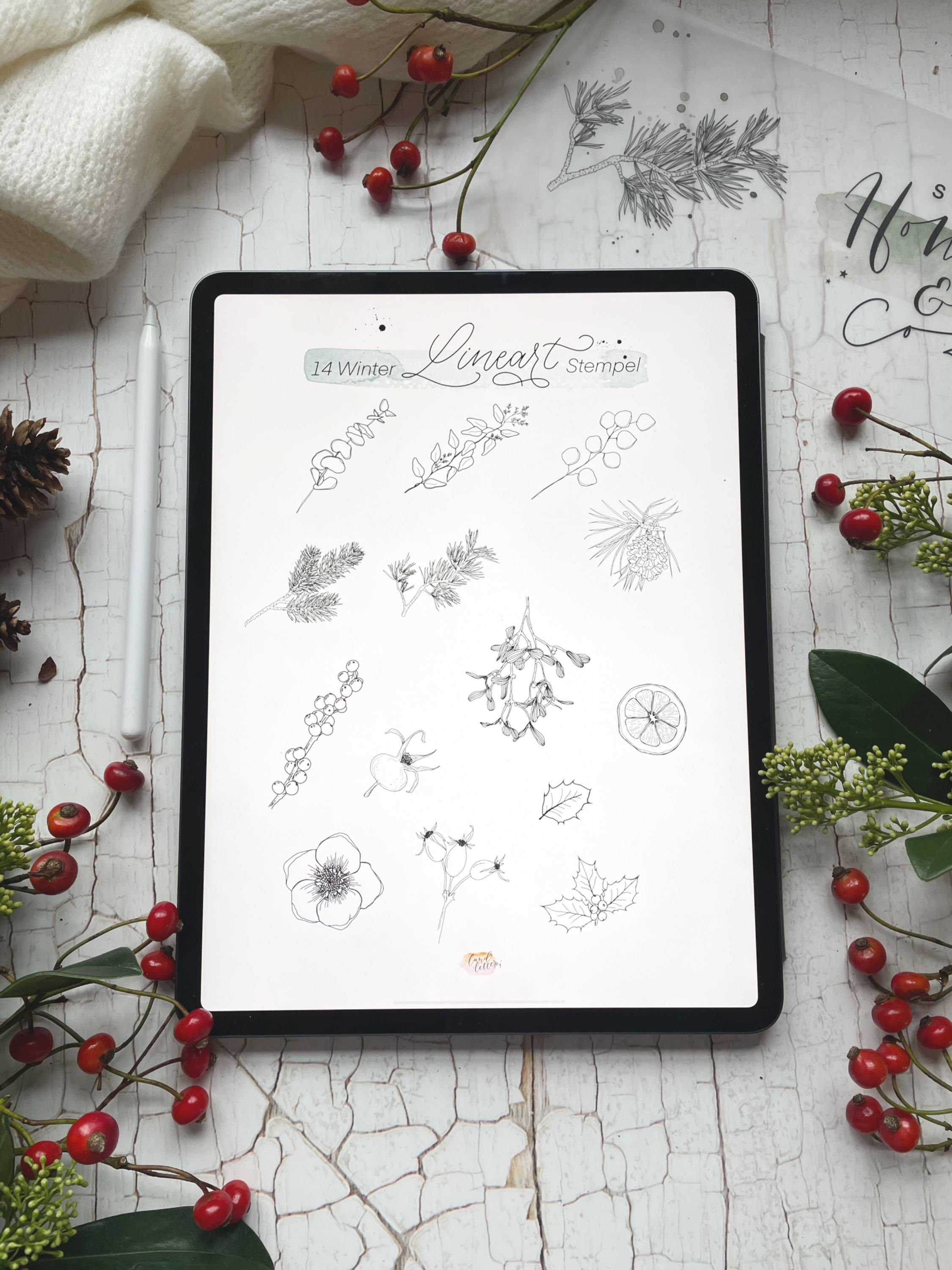 Lineart Winterstempel