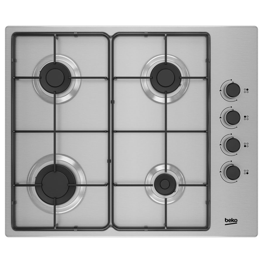 Beko Hob Gas 4 Burners Inox 60 cm - HIGG64103SX