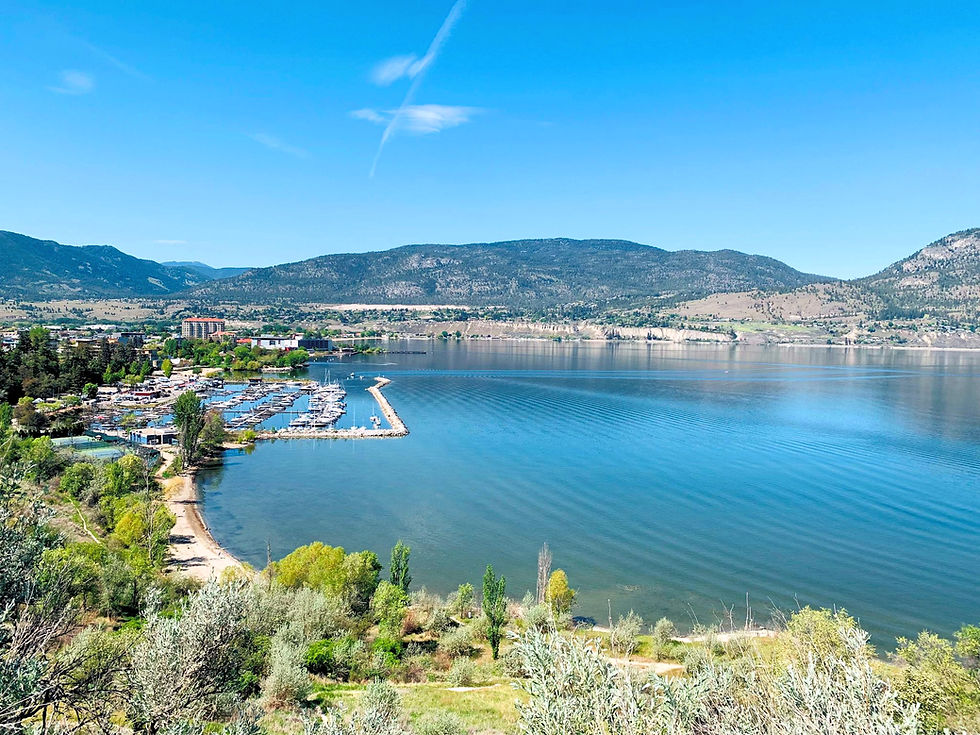 West View of Penticton Marina and Okanagan Lake from KVR Trail