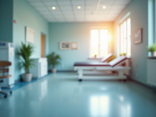 Eye-level view of a rehabilitation center's therapy room with modern equipment