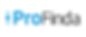 A logo of Profinda, in blue and black writing, with a white background