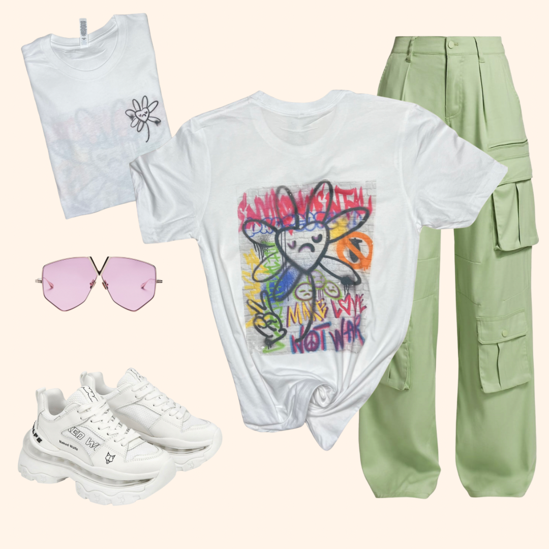 Peace and Love T-Shirt, Retro Graphic Tee, Boho Flower Style Shirt