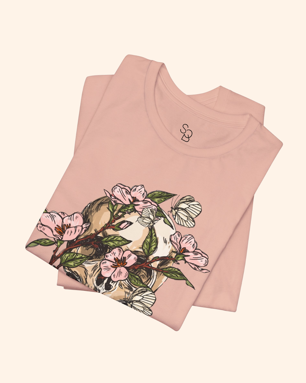 Thumbnail: Spring With You Graphic T-shirt - Botanical Skull Tee 