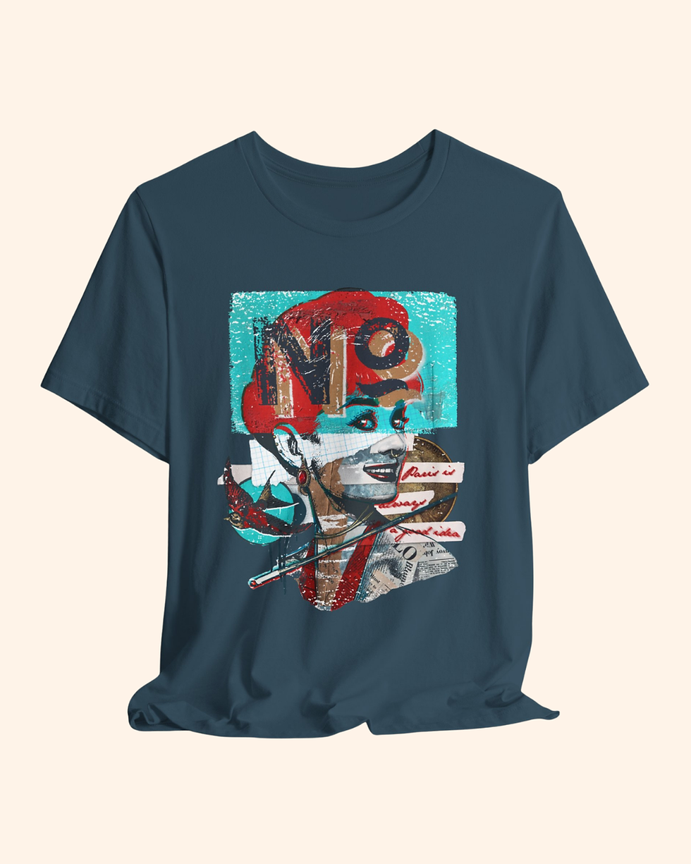 Thumbnail: Audrey in Paris Retro Pop Art Tee, 'No' Woman Graphic Vintage Style T-Shirt
