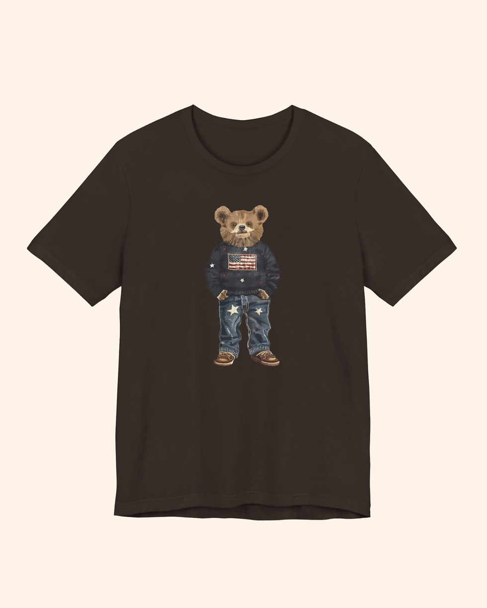 Thumbnail: Patriotic Teddy Bear Graphic Tee - American Flag Sweater Design