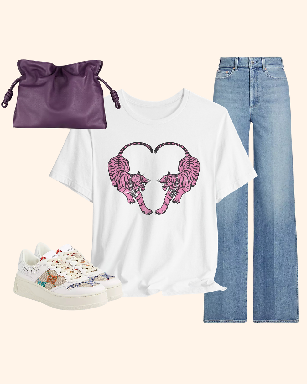 Thumbnail: Roaring Love Graphic Tee - Pink Tiger Heart T-Shirt