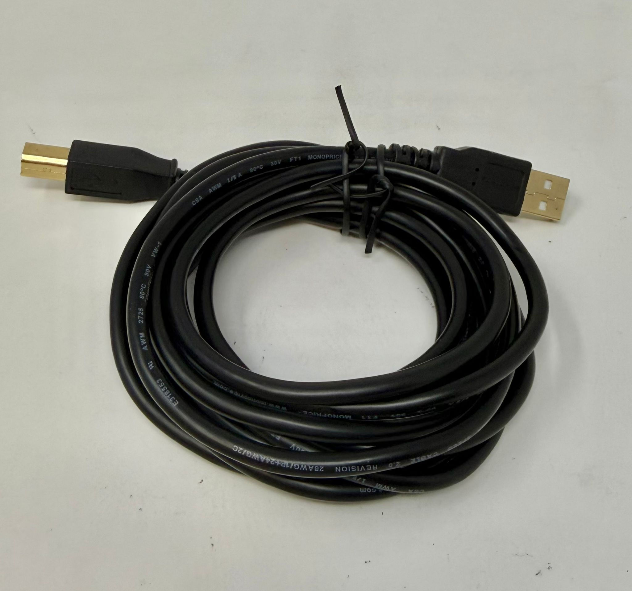 USB 2.0 A‑to‑B Male Cable (Monoprice)