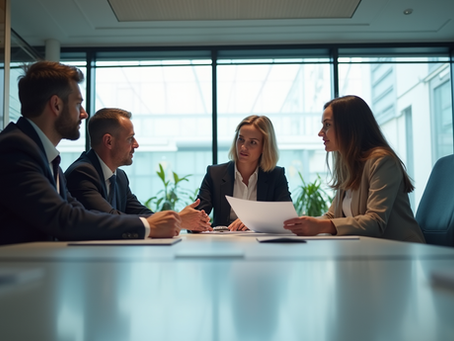Business team discussing strategy in meeting